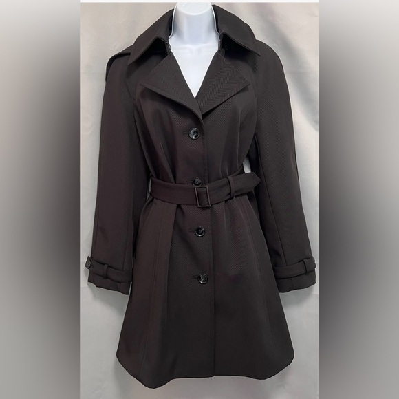 Hilary Radley New York 3/4 Length Trench Coat Belted Sz Medium Black - Picture 12 of 12